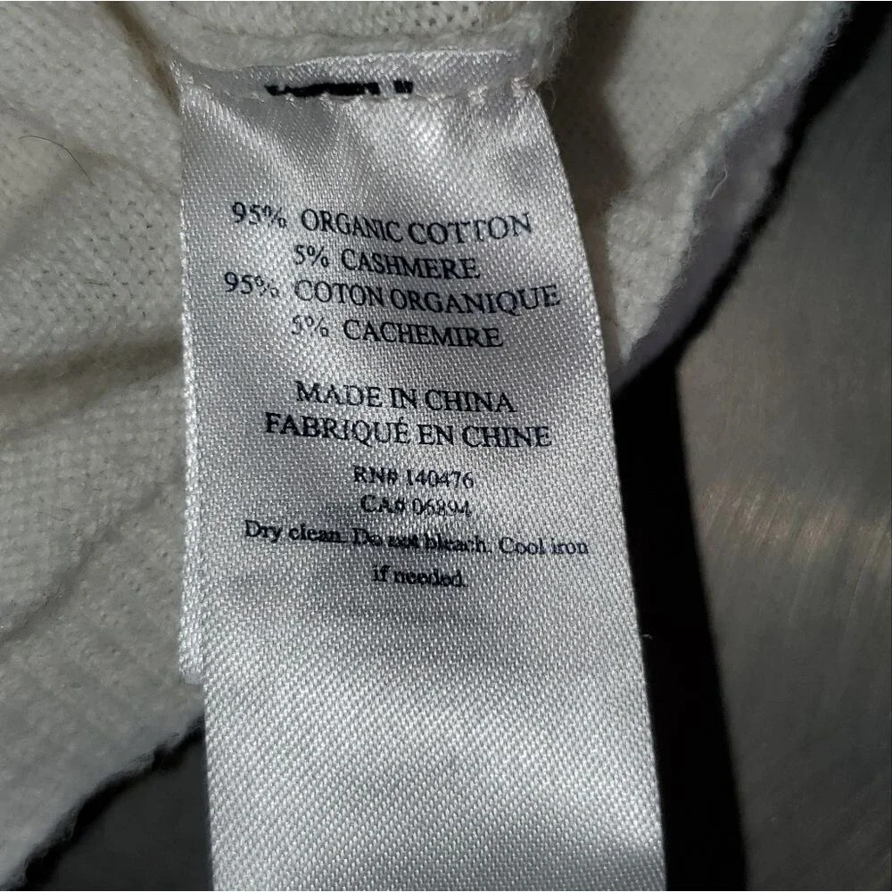 Faherty Sconset  Cashmere Organic Cotton Preppy Old Money Sweater Cream S